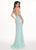Rachel Allan - 6620 Sequined Midriff Cutout Sheath Gown In Blue and Multi-Color
