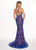Rachel Allan - 6620 Sequined Midriff Cutout Sheath Gown In Purple and Multi-Color