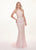 Rachel Allan - 6620 Sequined Midriff Cutout Sheath Gown In Pink and Multi-Color