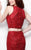 Primavera Couture - 1505 Sequined Illusion Jewel Neck Sheath Dress in Red