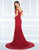 Mac Duggal Black White Red - 66214R Off the Shoulder Rich Lace Gown in Red
