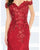 Mac Duggal Black White Red - 66214R Off the Shoulder Rich Lace Gown in Red