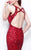 Primavera Couture - 1507 Sequined V Neck Empire Long Gown with Slit in Red