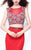 Primavera Couture - 1511 Bejeweled Illusion Bateau Neck Sheath Dress in Red