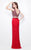 Primavera Couture - 1511 Bejeweled Illusion Bateau Neck Sheath Dress in Red