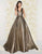 Mac Duggal Couture - 66217D V-neck Metallic Ballgown in Gold