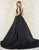 Mac Duggal Couture - 66217D V-neck Metallic Ballgown in Black