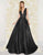 Mac Duggal Couture - 66217D V-neck Metallic Ballgown in Black