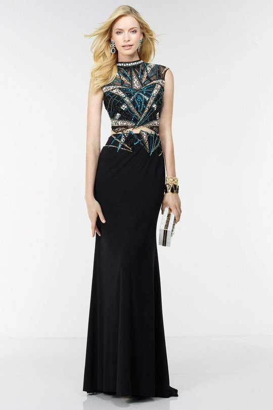 Alyce Paris - 6621 Long Dress In Black Multi Color