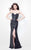 Primavera Couture - Geometric Ornate Strapless Sweetheart Sheath Gown 1520 in Blue