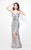 Primavera Couture - Geometric Ornate Strapless Sweetheart Sheath Gown 1520 in Neutral and Gray
