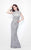 Primavera Couture - 1521 Embellished High Neck Sheath Dress in Gray