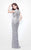 Primavera Couture - 1521 Embellished High Neck Sheath Dress in Gray