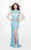 Primavera Couture - 1521 Embellished High Neck Sheath Dress in Blue