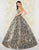 Mac Duggal Couture - 66222D Floral Print Metallic Ballgown in Black and Gold