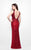 Primavera Couture - 1528 Sequined Illusion Bateau Sheath Dress in Red