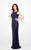 Primavera Couture - 1528 Sequined Illusion Bateau Sheath Dress in Blue