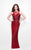Primavera Couture - 1528 Sequined Illusion Bateau Sheath Dress in Red