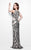 Primavera Couture - 1560 Beaded Jewel Neck Long Dress in Black and White