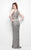 Primavera Couture - 1561 Bedazzled Illusion Jewel Neck Sheath Dress in Gray
