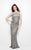 Primavera Couture - 1561 Bedazzled Illusion Jewel Neck Sheath Dress in Gray