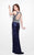 Primavera Couture - 1575 Sequined V-Neck Sheath Dress in Blue