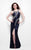 Primavera Couture - 1576 Sleeveless Halter Neck Sheath Dress in Blue