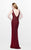 Primavera Couture - Geometric Adorned Plunging V-Neck Sheath Gown 1579 in Red