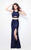 Primavera Couture - 1582 Sequined Halter Neck Sheath Dress in Blue