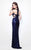 Primavera Couture - 1582 Sequined Halter Neck Sheath Dress in Blue