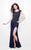 Primavera Couture - 1585 Illusion Scoop Neck Sheath Dress in Blue