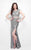Primavera Couture - 1586 Sequined Bateau Neck Sheath Dress in Gray