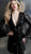 Jovani - 66256 Sequined Long Sleeves Plunging V Neck Dress In Black