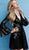 Jovani - 66256 Sequined Long Sleeves Plunging V Neck Dress In Black