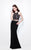 Primavera Couture - Two-Piece Sequined Halter Neck Jersey Sheath Gown 1594 in Black and Red