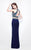 Primavera Couture - Two-Piece Sequined Halter Neck Jersey Sheath Gown 1594 in Blue and Multi-Color