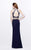 Primavera Couture - Two-Piece Sequined Halter Neck Jersey Sheath Gown 1594 in Purple