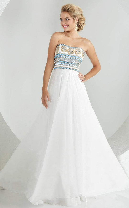 Tiffany Homecoming - Embellished Gossamer Sweetheart A-Line Evening Gown 46016 In White
