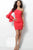 Jovani - 66270 One Shoulder Long Bell Sleeve Sheath Dress in Red