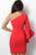 Jovani - 66270 One Shoulder Long Bell Sleeve Sheath Dress in Red