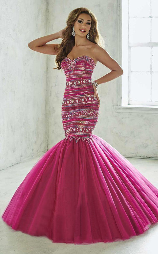 Tiffany Homecoming - 46020 Beaded Strapless Mermaid Evening Gown in Pink