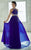 Tiffany Homecoming - Crystal Crusted Halter Long Evening Gown with Cutouts 46028 in Blue
