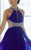 Tiffany Homecoming - Crystal Crusted Halter Long Evening Gown with Cutouts 46028 in Blue