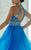 Tiffany Homecoming - Stylish Bead-Embellished Halter Gown with Sheer Layering 46032  in Blue