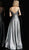 Jovani - 66285 Metallic Off-Shoulder A-Line Evening Gown In Silver