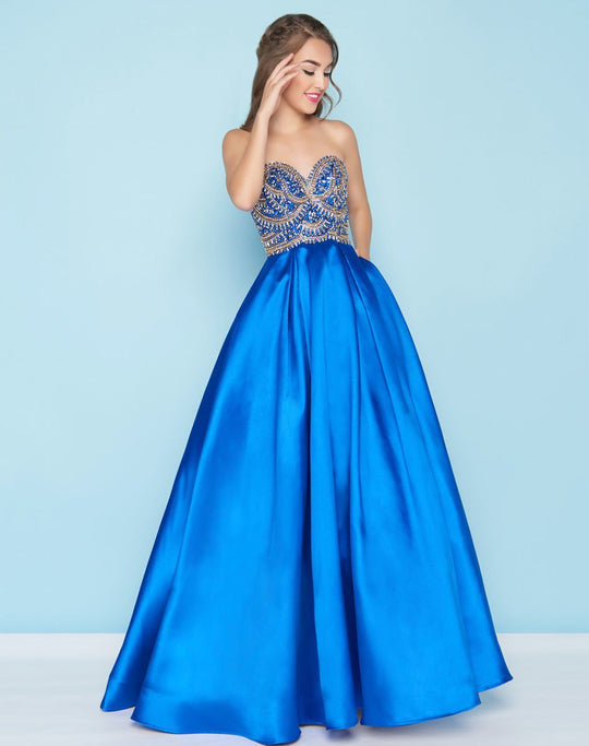 Mac Duggal - 66289H Embellished Sweetheart Ballgown In Blue and Purple