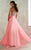 Crystal Flourished Empire Long Evening Gown 46048 In Pink and White