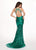 Rachel Allan - 6630 Sequined Halter Trumpet Dress With Train In Green