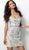 Jovani - 66318 Embroidered Floral Appliqued Sheath Dress in Neutral and Multi-Color