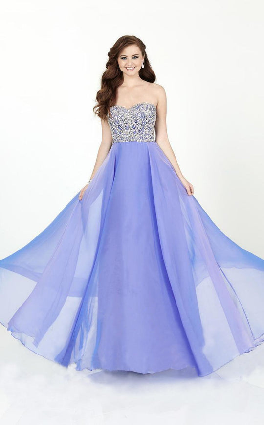 Tiffany Homecoming - 46074 Encrusted Sweetheart Chiffon Long Gown in Iridescent Blue